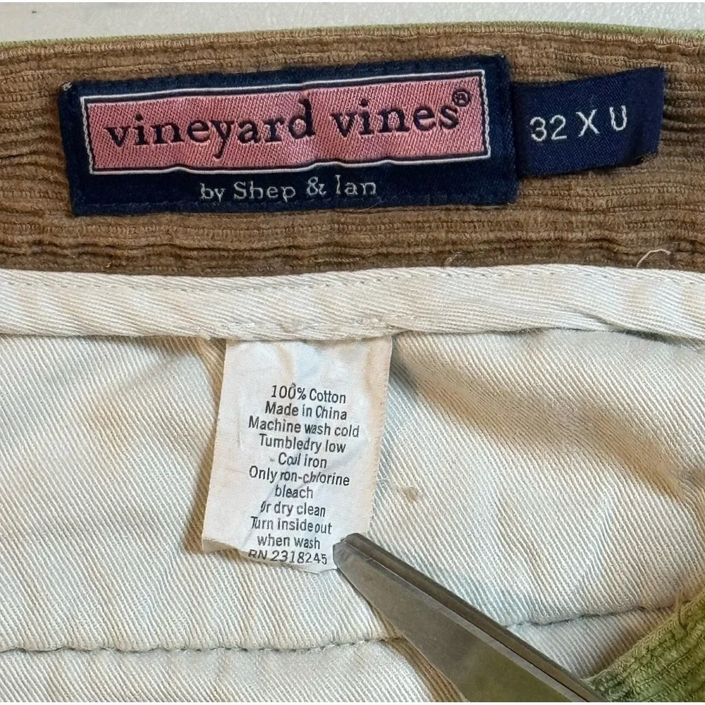 Vineyard Vines Green‎ Corduroy Casual Preppy Chino Pants Trousers Men's 32x32
